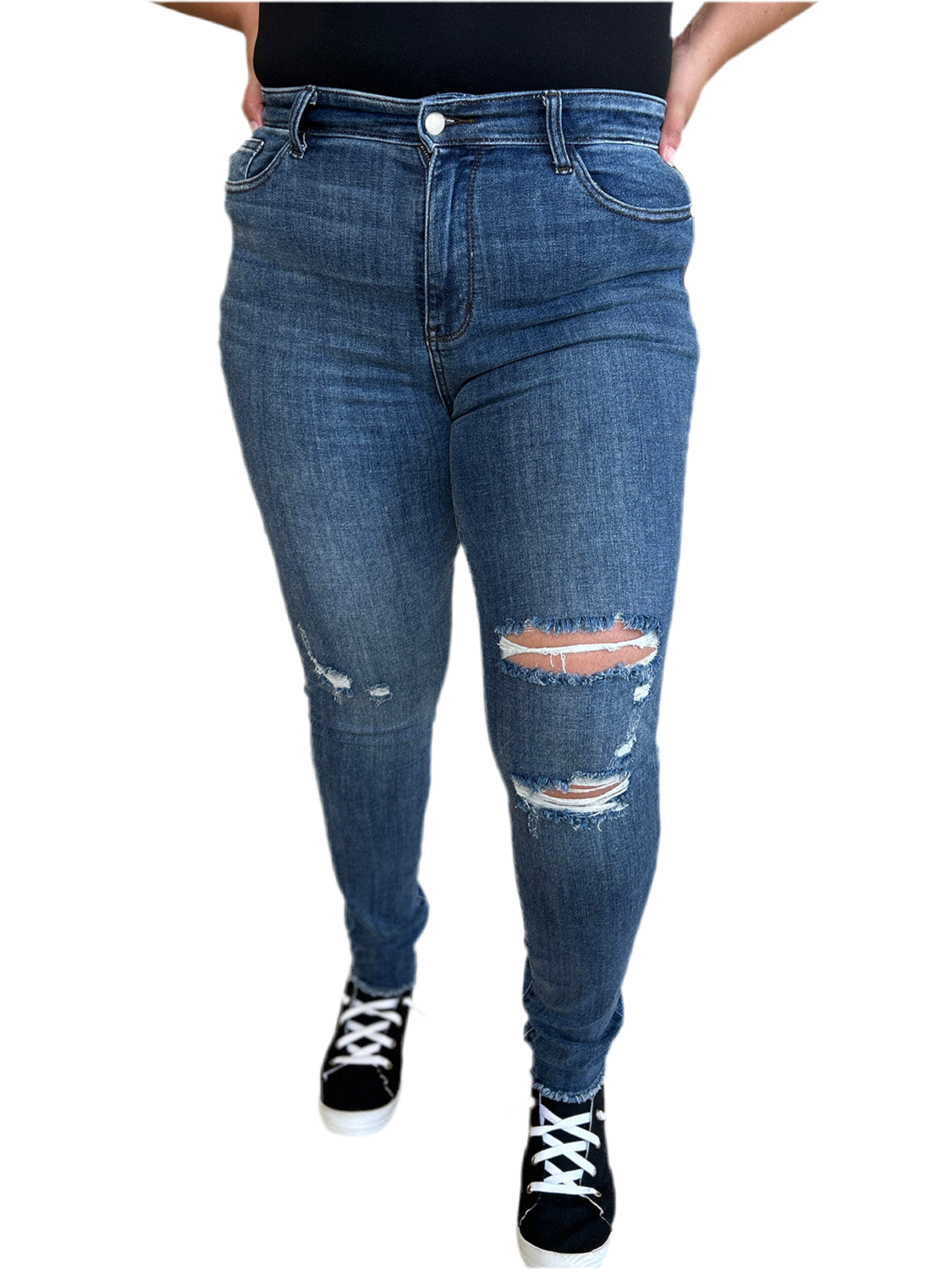 Judy Blue Full Size High Waist Distressed Skinny Jeans
