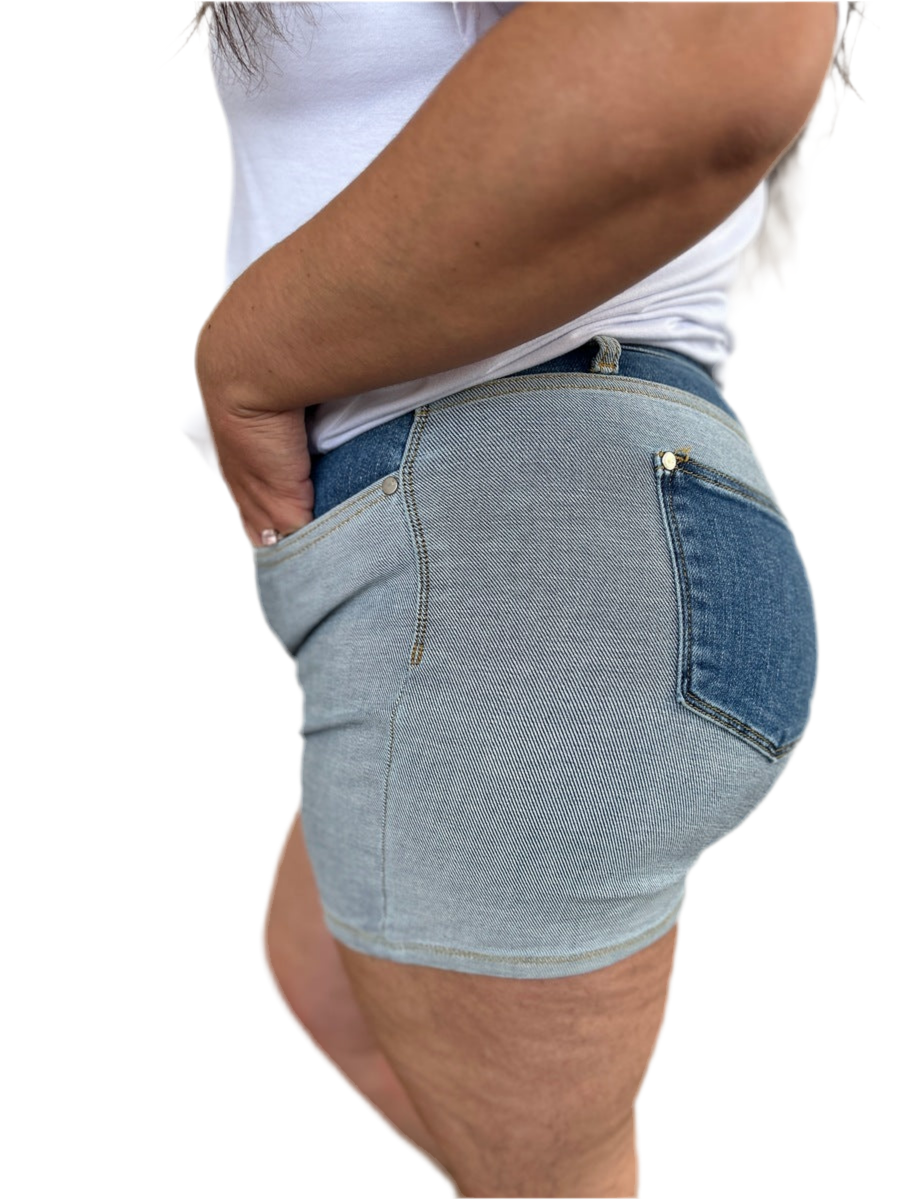 Judy Blue Full Size Color Block Denim Shorts