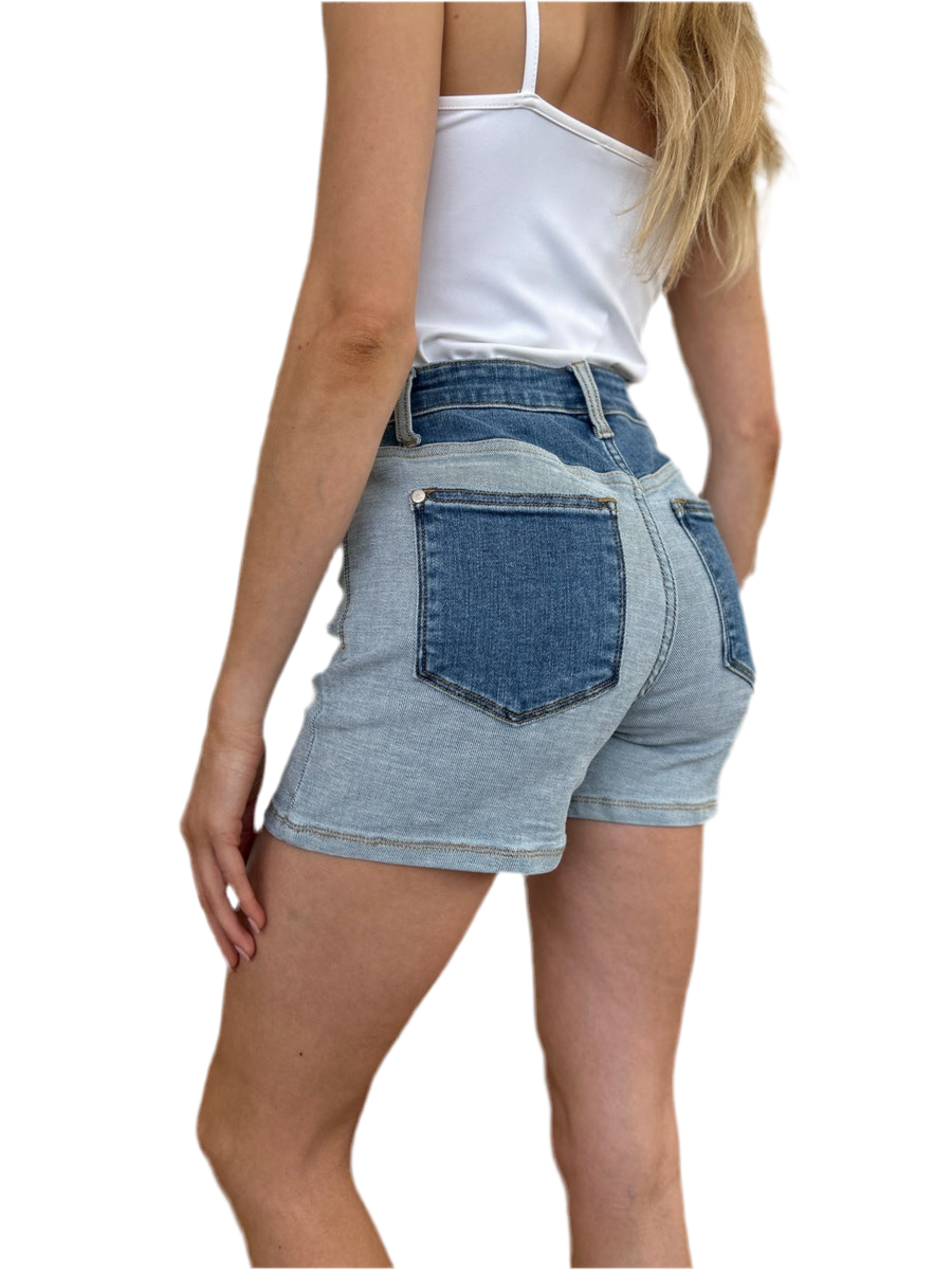 Judy Blue Full Size Color Block Denim Shorts