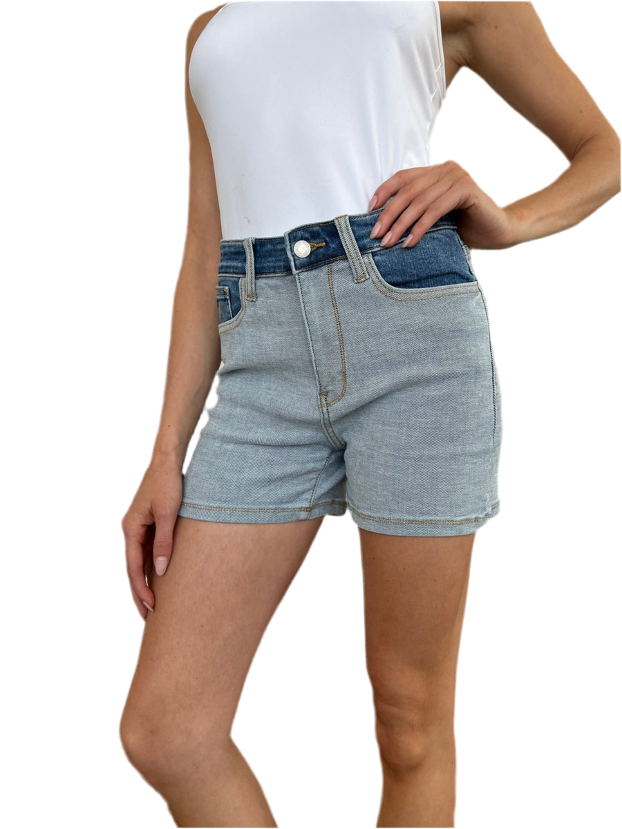 Judy Blue Full Size Color Block Denim Shorts