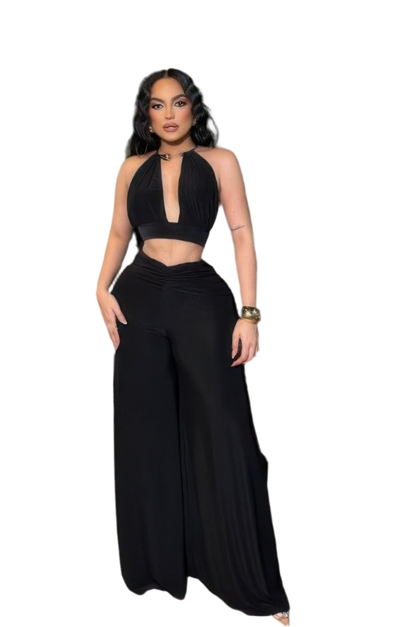 Gold Necklace Top And Awesome Palazzo Pants