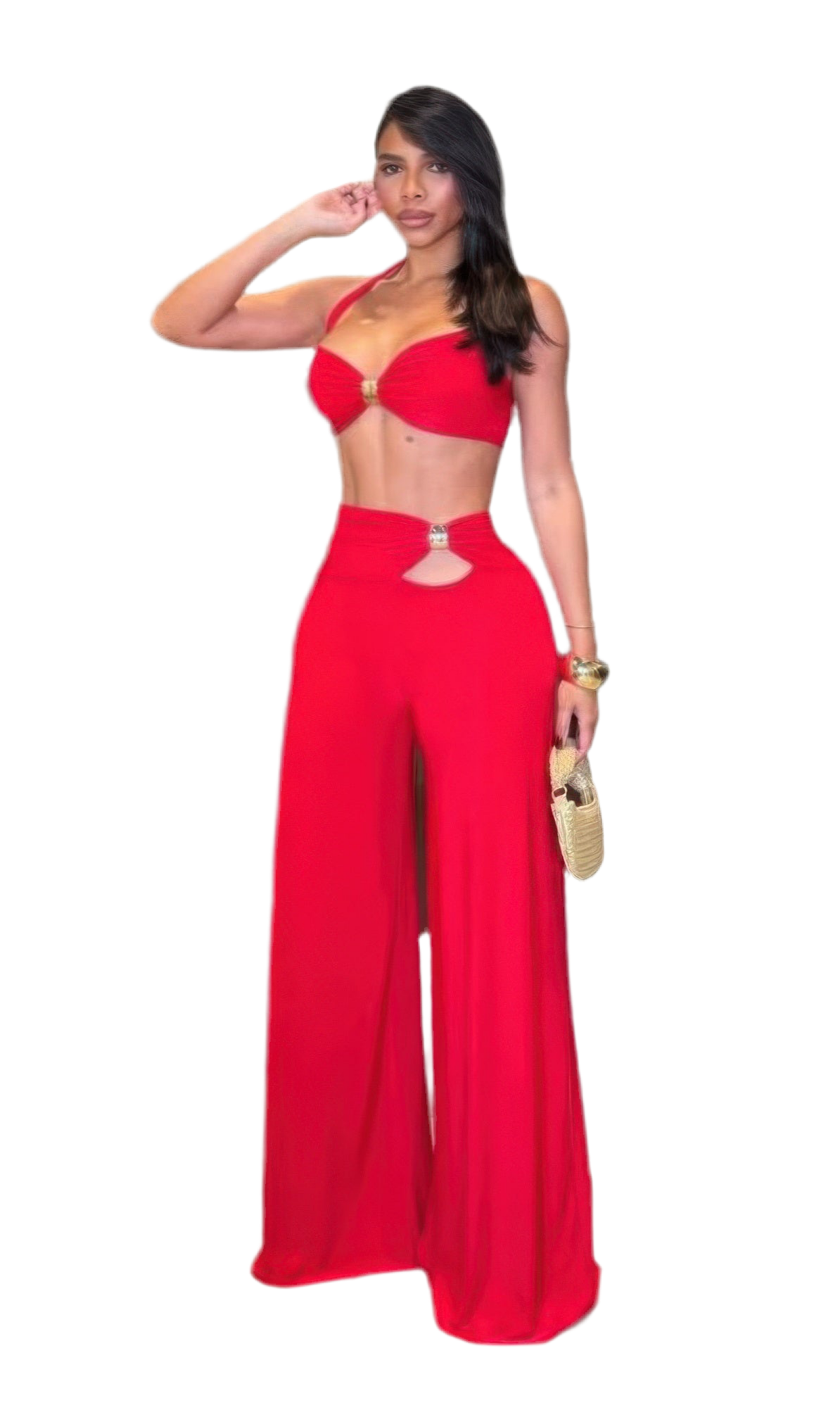 Sexy Pant Set Features A Trim Detail High Waisted