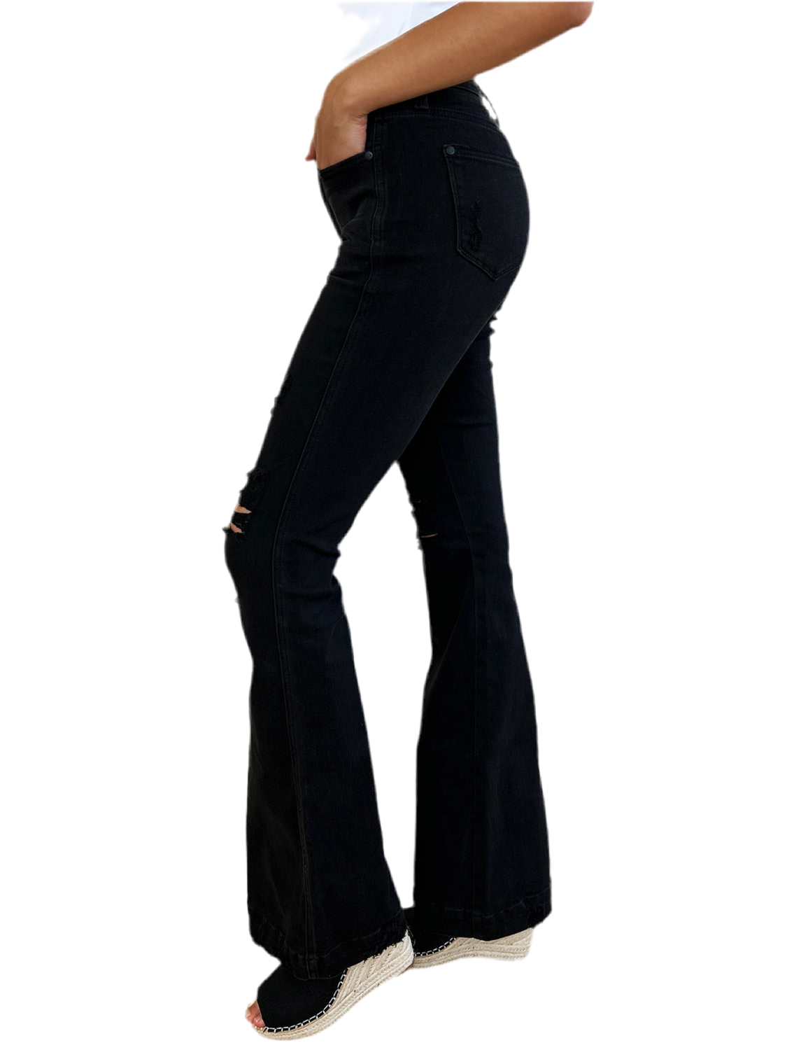 Judy Blue Full Size High Waist Distressed Flare Jeans