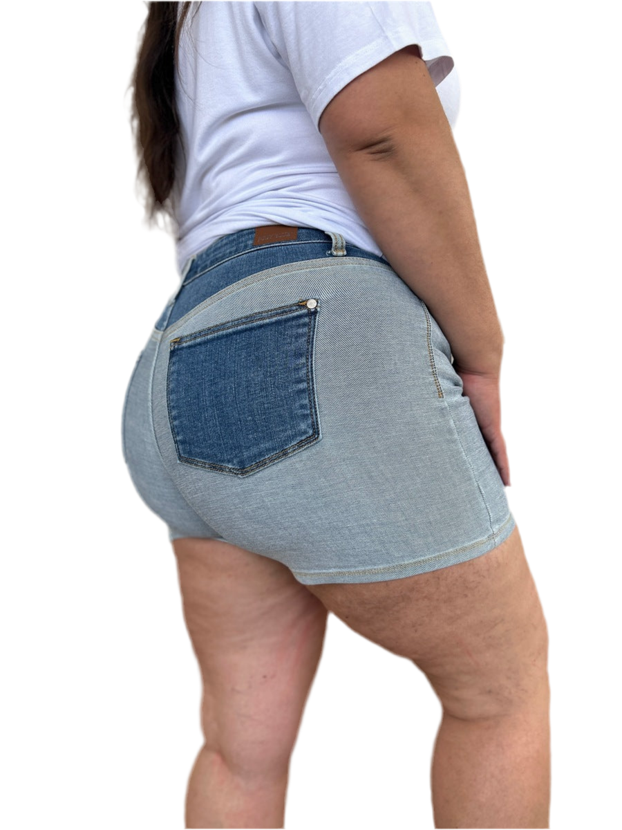 Judy Blue Full Size Color Block Denim Shorts