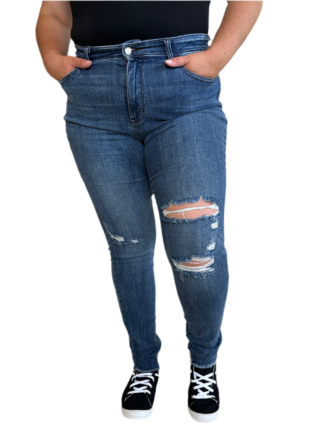 Judy Blue Full Size High Waist Distressed Skinny Jeans