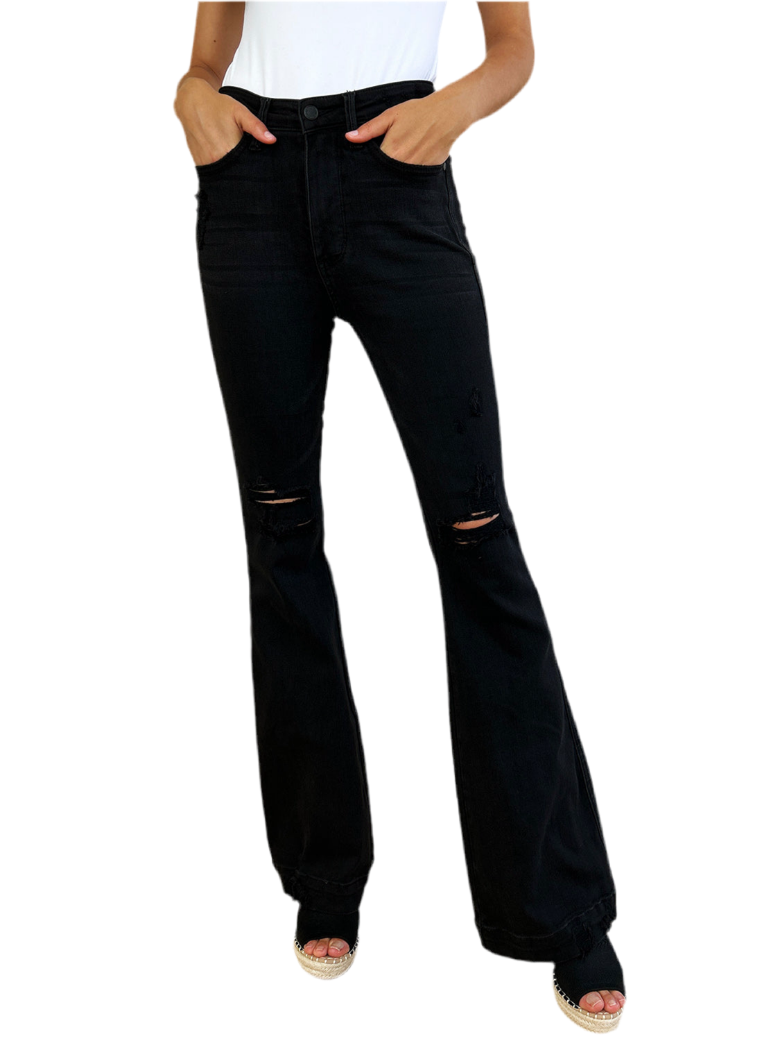 Judy Blue Full Size High Waist Distressed Flare Jeans