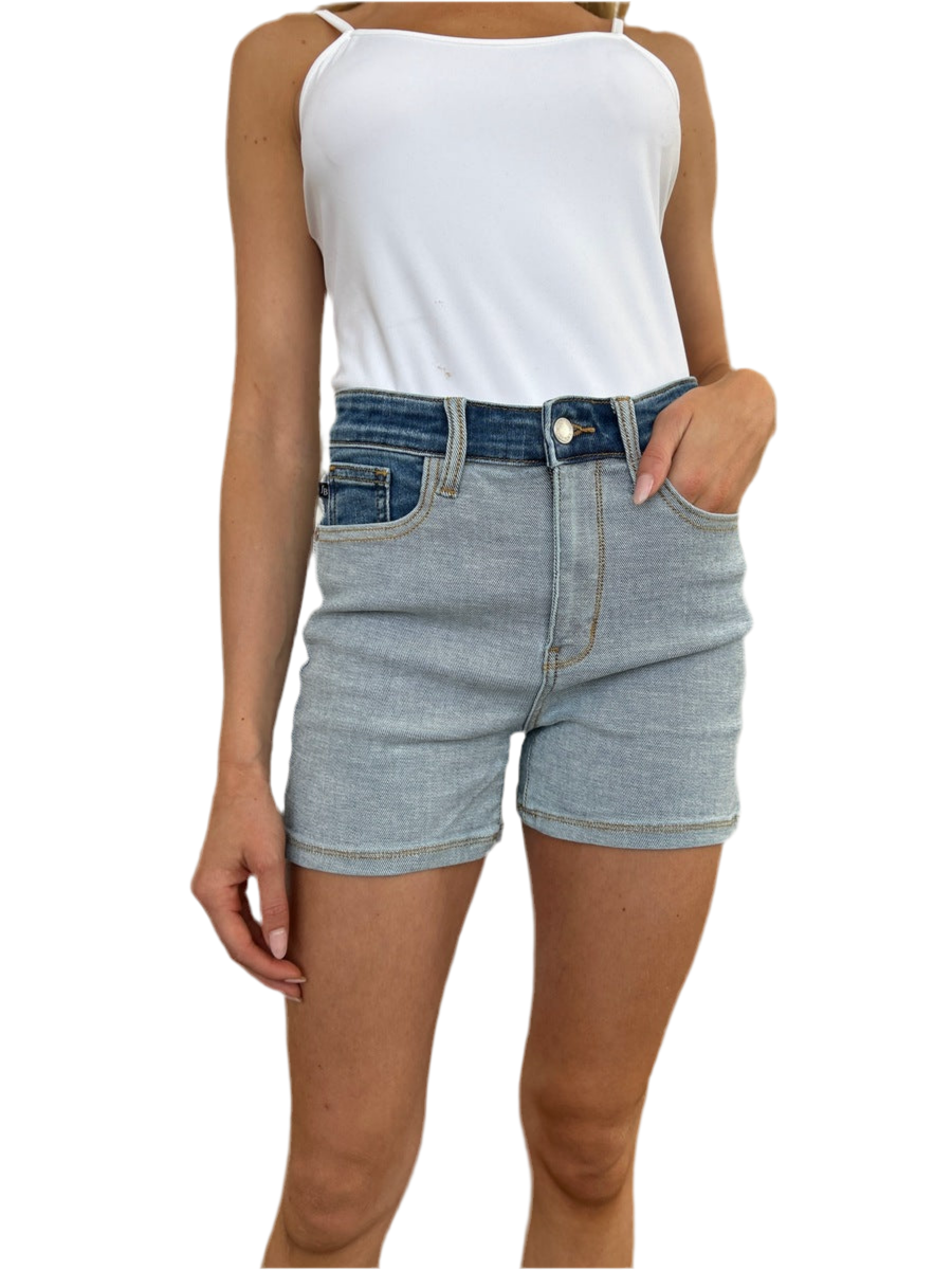 Judy Blue Full Size Color Block Denim Shorts