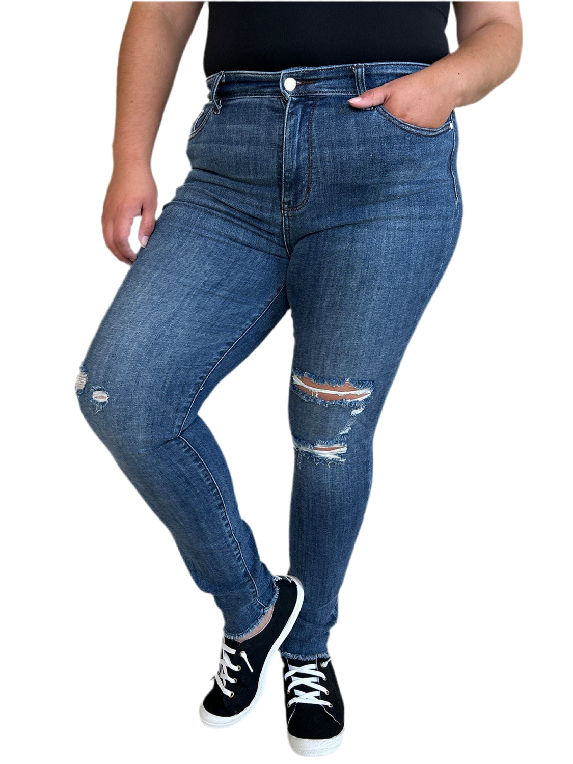 Judy Blue Full Size High Waist Distressed Skinny Jeans