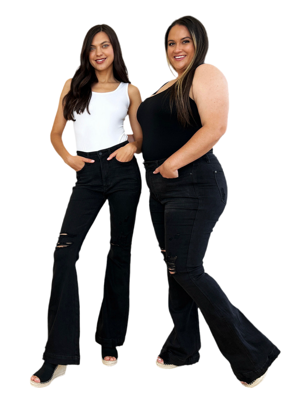 Judy Blue Full Size High Waist Distressed Flare Jeans